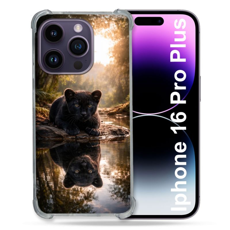 Coque Renforcée Pour Iphone 16 Pro Plus Animal Panthère Reflet