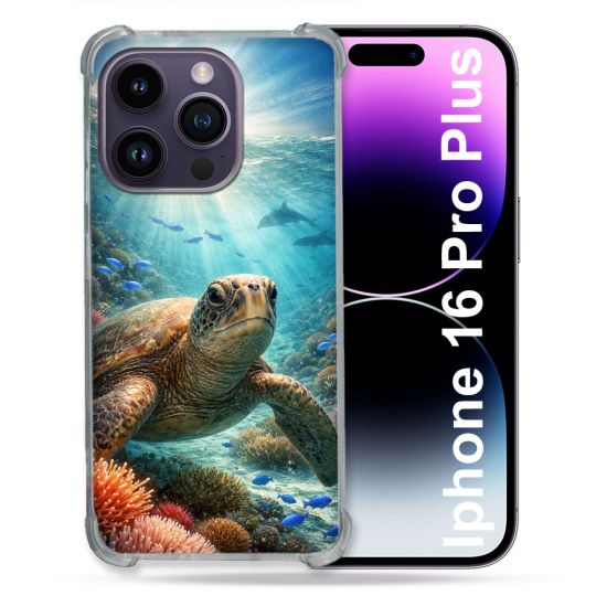 Coque Renforcée Pour Iphone 16 Pro Plus Animal Tortue Marine