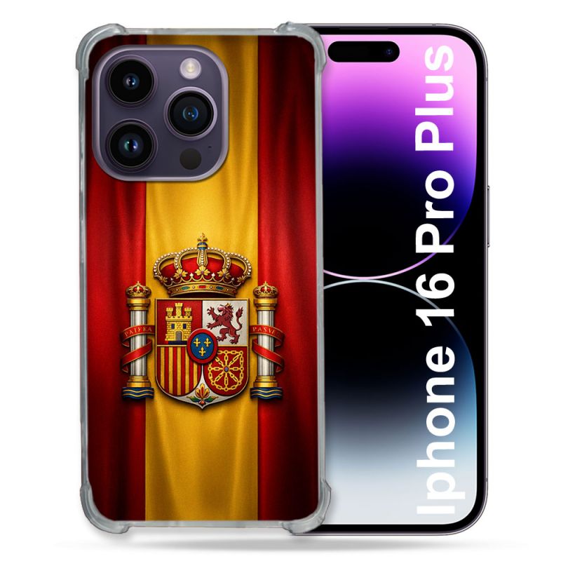 Coque Renforcée Pour Iphone 16 Pro Plus Voyage Drapeau Espagne