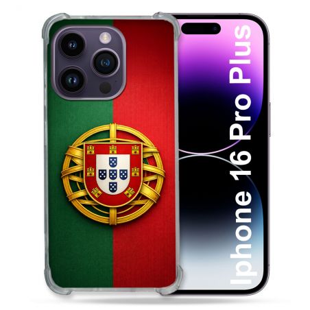 Coque Renforcée Pour Iphone 16 Pro Plus Voyage Drapeau Portugal