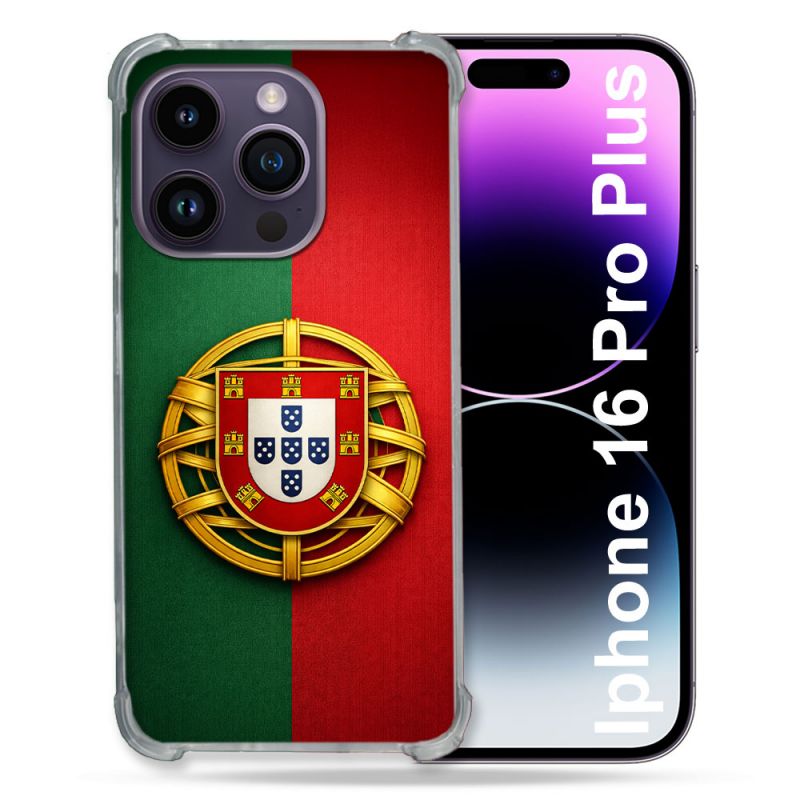 Coque Renforcée Pour Iphone 16 Pro Plus Voyage Drapeau Portugal
