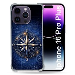 Coque Renforcée Pour Iphone 16 Pro Plus Voyage Rose des Vents Marine