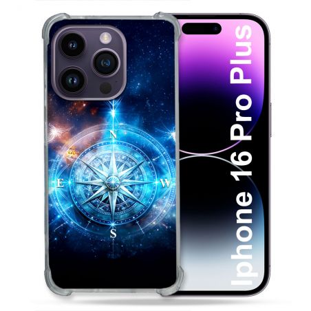 Coque Renforcée Pour Iphone 16 Pro Plus Voyage Rose des Vents Stellaire