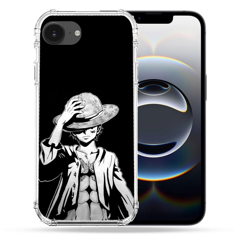 Coque Renforcée Pour Iphone 16e Manga One Piece Luffy Noir