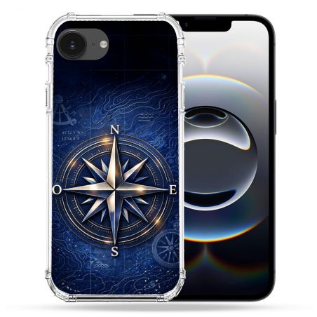 Coque Renforcée Pour Iphone 16e Voyage Rose des Vents Marine