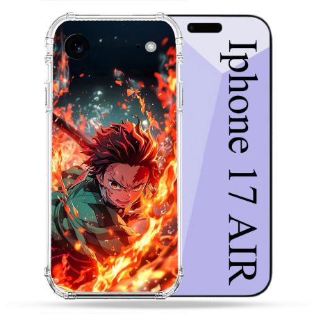 Coque Renforcée Pour Iphone 17 Air Manga Demon Slayer Tanjiro Feu