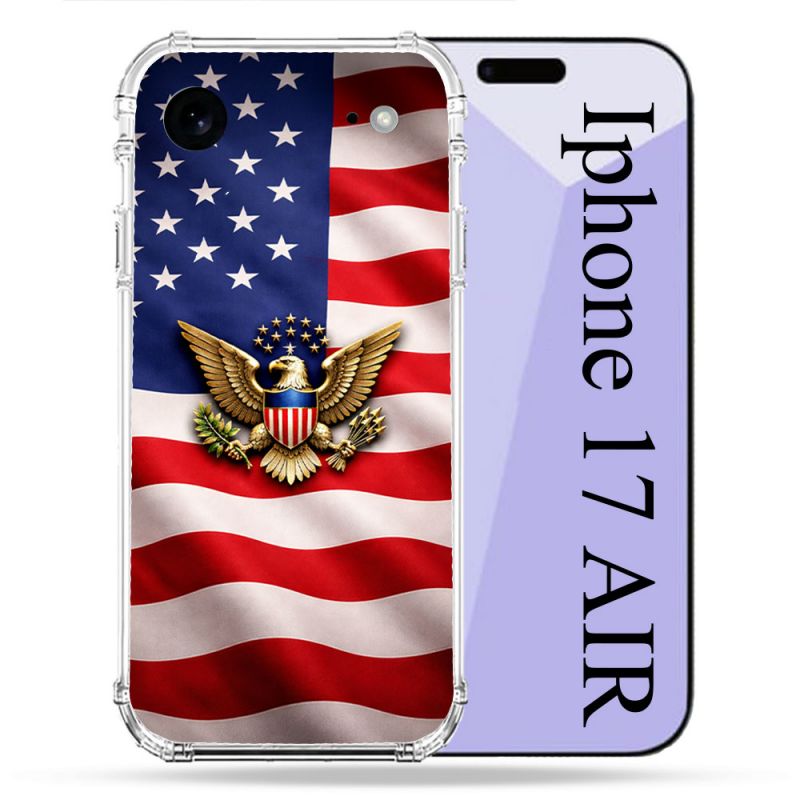 Coque Renforcée Pour Iphone 17 Air Voyage Drapeau USA Etats Unis