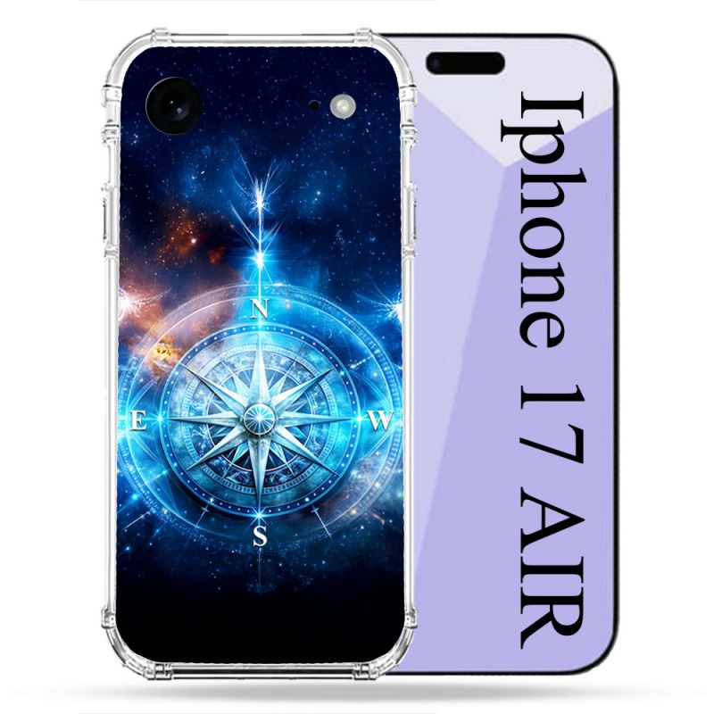 Coque Renforcée Pour Iphone 17 Air Voyage Rose des Vents Stellaire