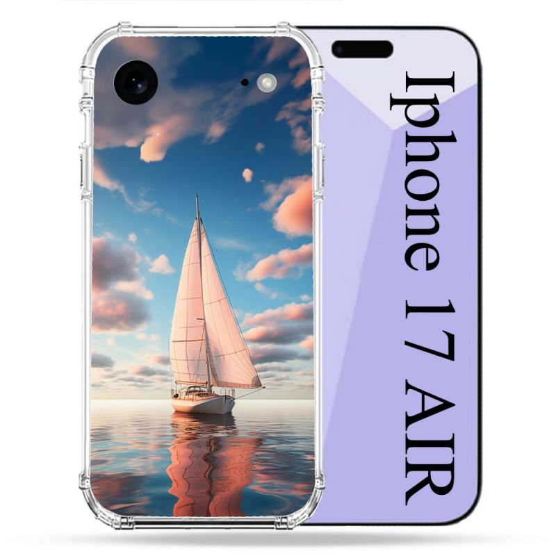 Coque Renforcée Pour Iphone 17 Air Voyage Voilier Reflet