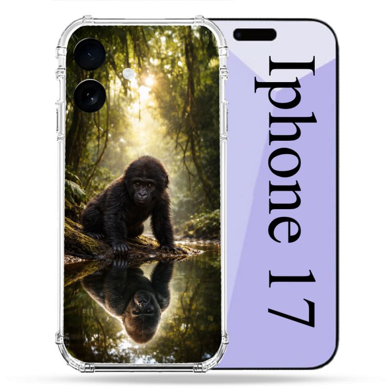 Coque Renforcée Pour Iphone 17 Animal Gorille Reflet