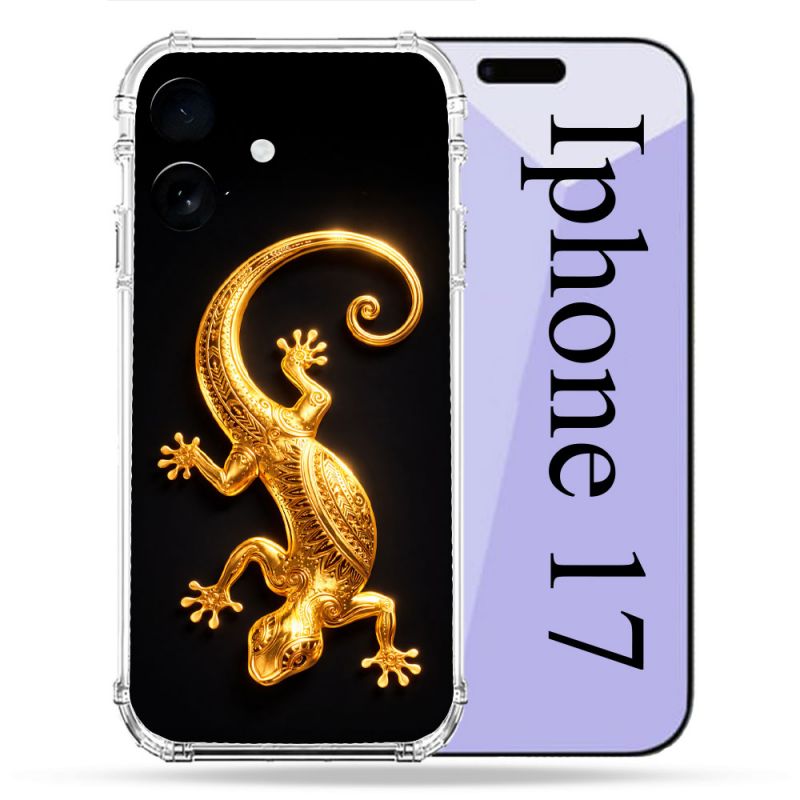 Coque Renforcée Pour Iphone 17 Animal Lezard Noir 2026
