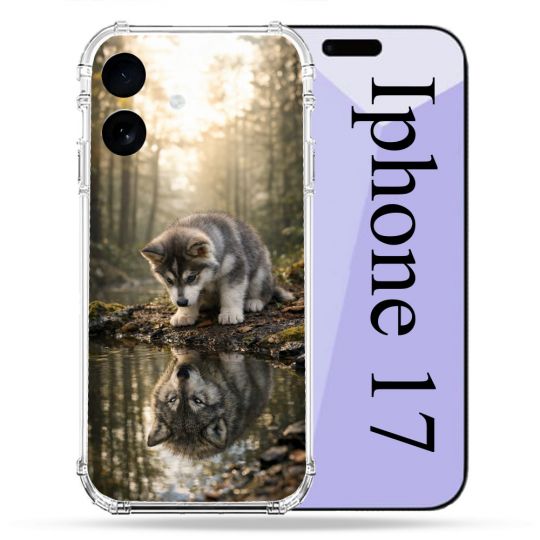 Coque Renforcée Pour Iphone 17 Animal Loup Reflet