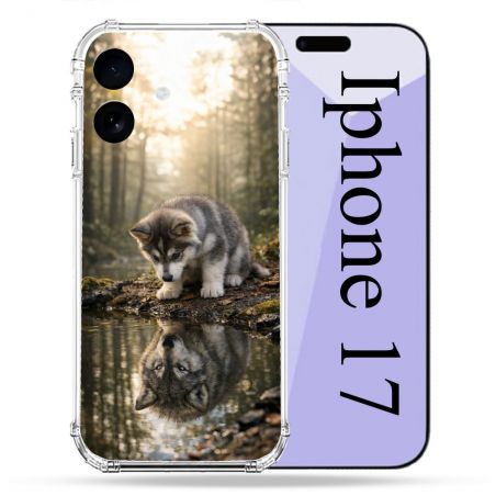 Coque Renforcée Pour Iphone 17 Animal Loup Reflet
