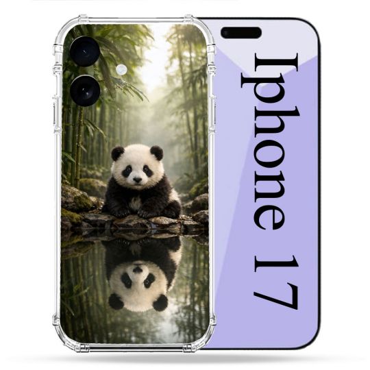 Coque Renforcée Pour Iphone 17 Animal Panda Reflet