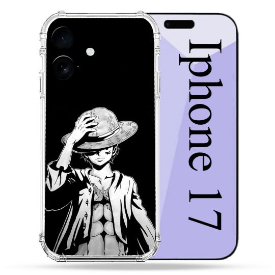 Coque Renforcée Pour Iphone 17 Manga One Piece Luffy Noir