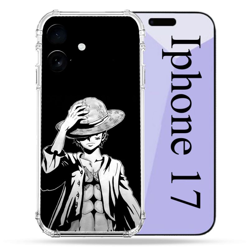 Coque Renforcée Pour Iphone 17 Manga One Piece Luffy Noir