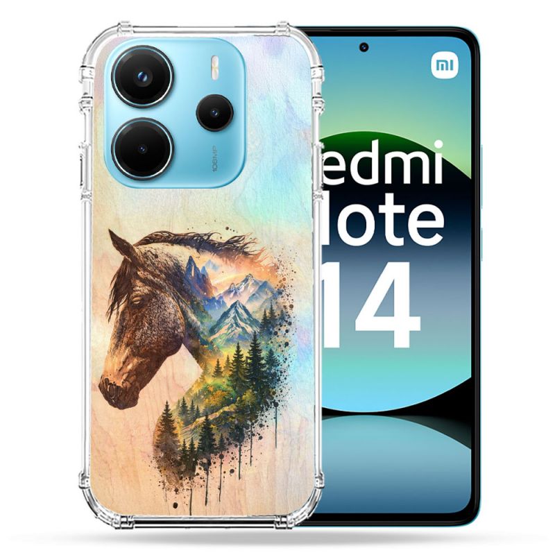 Coque Renforcée Pour Xiaomi Redmi Note 14 4G Animal Cheval Montagne
