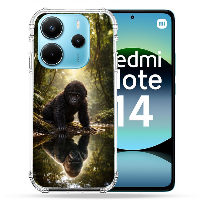 Coque Renforcée Pour Xiaomi Redmi Note 14 4G Animal Gorille Reflet