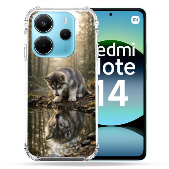 Coque Renforcée Pour Xiaomi Redmi Note 14 4G Animal Loup Reflet