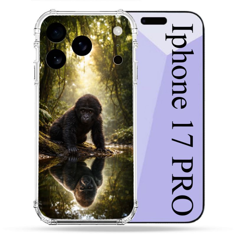 Coque Renforcée Pour Iphone 17 Pro Animal Gorille Reflet