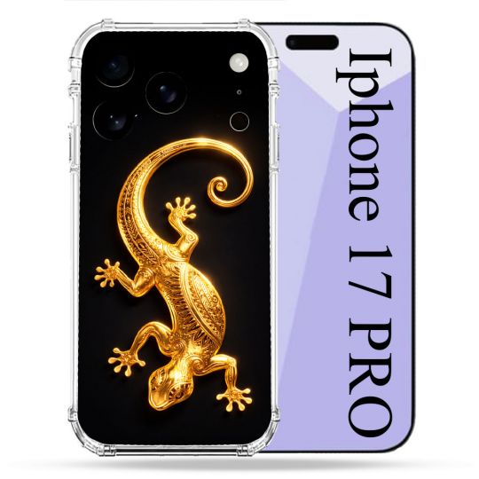 Coque Renforcée Pour Iphone 17 Pro Animal Lezard Noir 2026