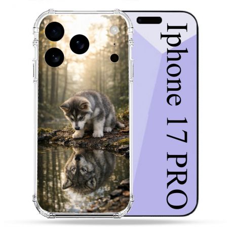 Coque Renforcée Pour Iphone 17 Pro Animal Loup Reflet