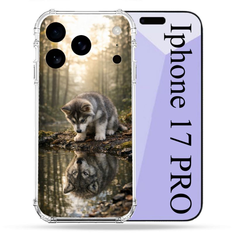 Coque Renforcée Pour Iphone 17 Pro Animal Loup Reflet