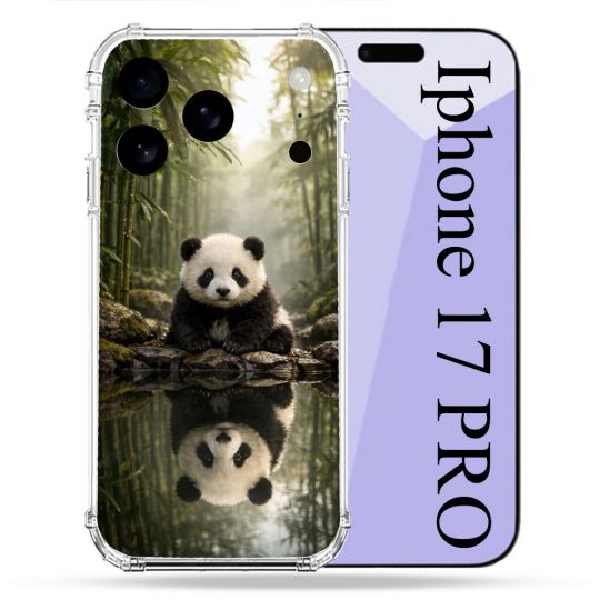 Coque Renforcée Pour Iphone 17 Pro Animal Panda Reflet