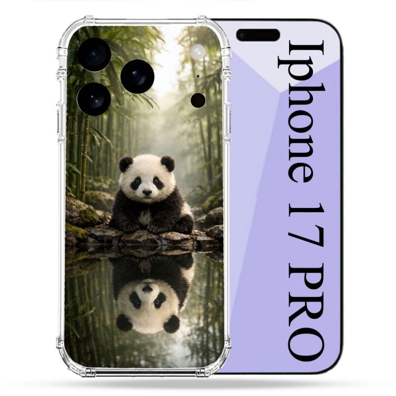 Coque Renforcée Pour Iphone 17 Pro Animal Panda Reflet