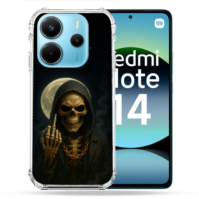 Coque Renforcée Pour Xiaomi Redmi Note 14 4G Tete de Mort Doigt 2026