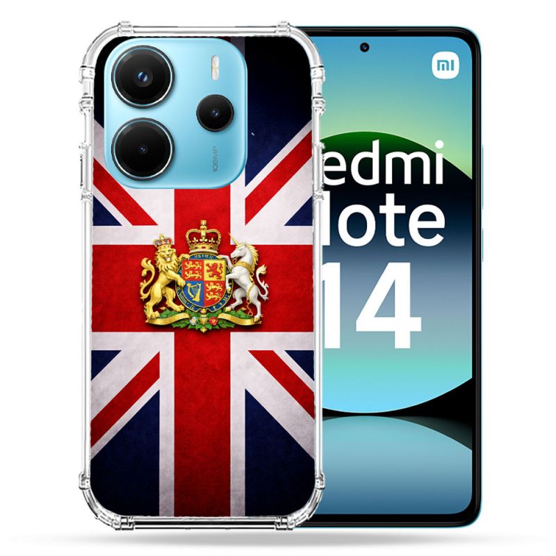 Coque Renforcée Pour Xiaomi Redmi Note 14 4G Voyage Drapeau Grande Bretagne UK