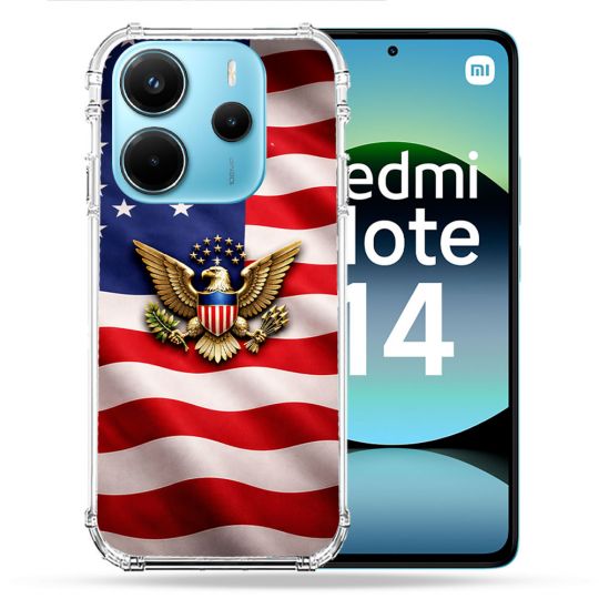 Coque Renforcée Pour Xiaomi Redmi Note 14 4G Voyage Drapeau USA Etats Unis