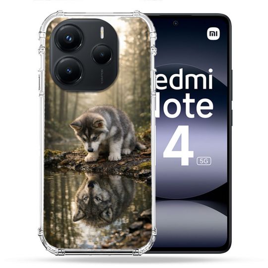 Coque Renforcée Pour Xiaomi Redmi Note 14 5G Animal Loup Reflet