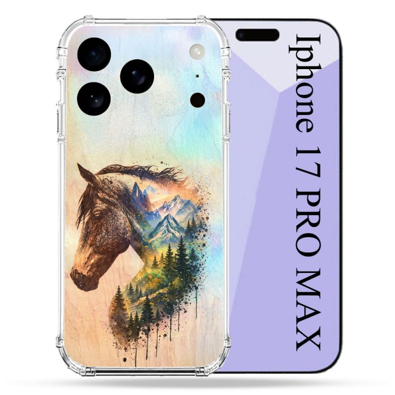 Coque Renforcée Pour Iphone 17 Pro Max Animal Cheval Montagne