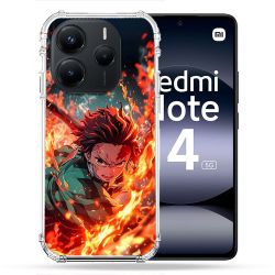 Coque Renforcée Pour Xiaomi Redmi Note 14 5G Manga Demon Slayer Tanjiro Feu
