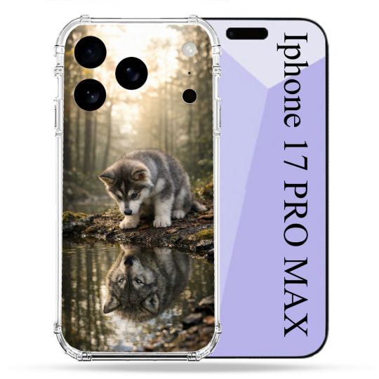 Coque Renforcée Pour Iphone 17 Pro Max Animal Loup Reflet