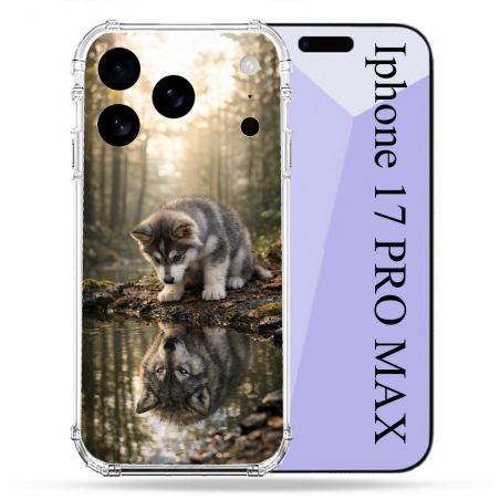Coque Renforcée Pour Iphone 17 Pro Max Animal Loup Reflet