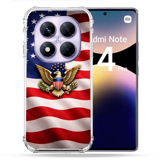 Coque Renforcée Pour Xiaomi Redmi Note 14 PRO 4G Voyage Drapeau USA Etats Unis