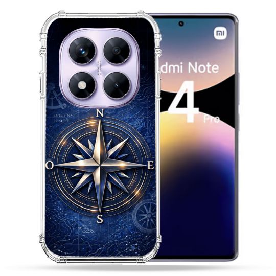 Coque Renforcée Pour Xiaomi Redmi Note 14 PRO 4G Voyage Rose des Vents Marine