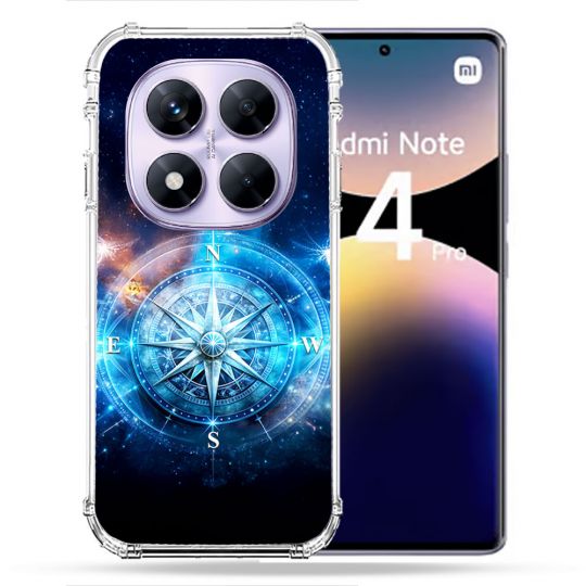 Coque Renforcée Pour Xiaomi Redmi Note 14 PRO 4G Voyage Rose des Vents Stellaire