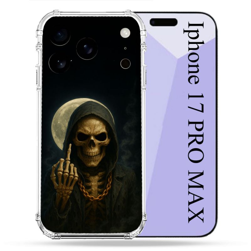 Coque Renforcée Pour Iphone 17 Pro Max Tete de Mort Doigt 2026