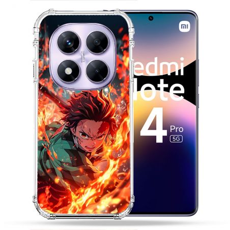 Coque Renforcée Pour Xiaomi Redmi Note 14 PRO 5G Manga Demon Slayer Tanjiro Feu