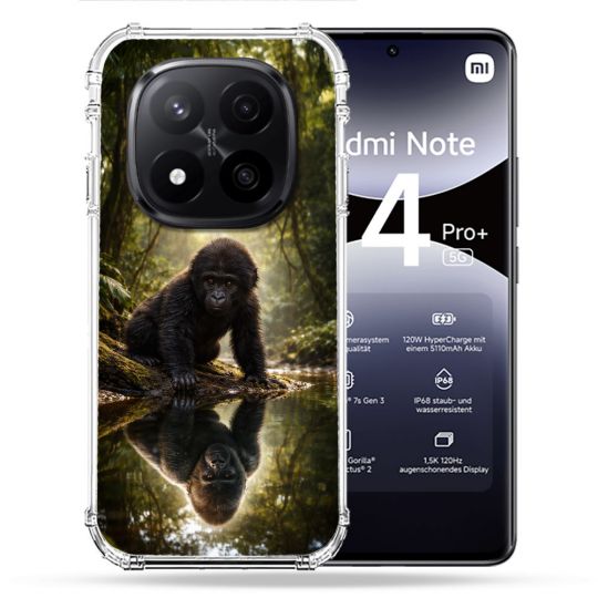 Coque Renforcée Pour Xiaomi Redmi Note 14 PRO PLUS 5G Animal Gorille Reflet