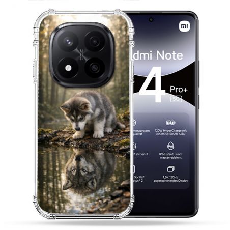 Coque Renforcée Pour Xiaomi Redmi Note 14 PRO PLUS 5G Animal Loup Reflet