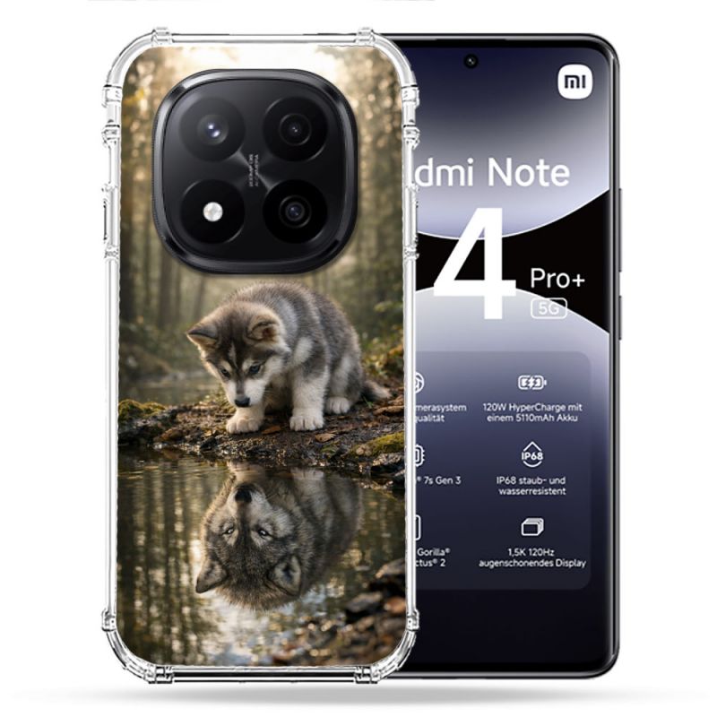 Coque Renforcée Pour Xiaomi Redmi Note 14 PRO PLUS 5G Animal Loup Reflet