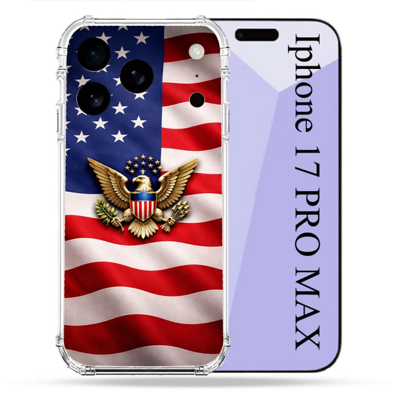 Coque Renforcée Pour Iphone 17 Pro Max Voyage Drapeau USA Etats Unis
