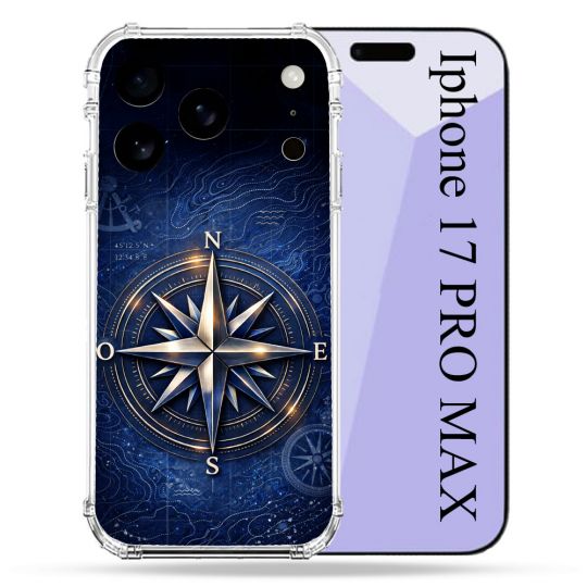 Coque Renforcée Pour Iphone 17 Pro Max Voyage Rose des Vents Marine
