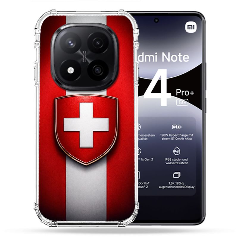 Coque Renforcée Pour Xiaomi Redmi Note 14 PRO PLUS 5G Voyage Drapeau Suisse
