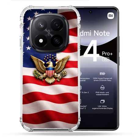 Coque Renforcée Pour Xiaomi Redmi Note 14 PRO PLUS 5G Voyage Drapeau USA Etats Unis