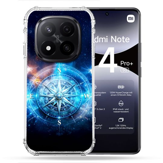 Coque Renforcée Pour Xiaomi Redmi Note 14 PRO PLUS 5G Voyage Rose des Vents Stellaire